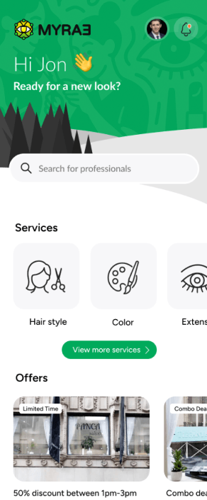 MyRae Mobile App - Booking Screen